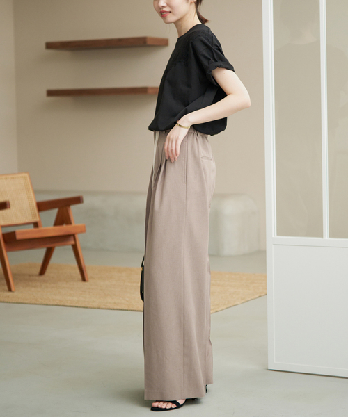 SLOBE IENA(スローブイエナ)の「《接触冷感/UVカット/吸水速乾/4サイズ展開/》ワイドスラックス(スラックス・レディース・グレー/ベージュ・40/34/36/38)」の20枚目の写真