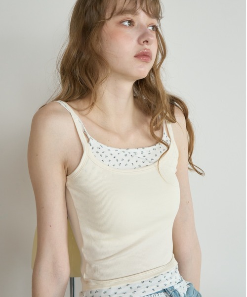 Birthday room(バースデイルーム)の「小花レイヤードカップ付きキャミ/Floral Layered Camisole(キャミソール・レディース・グレー/ホワイト/イエロー・FREE)」の20枚目の写真