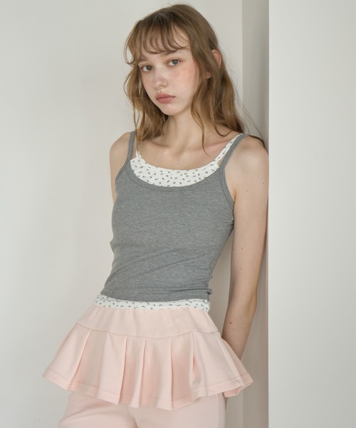 Birthday room(バースデイルーム)の「小花レイヤードカップ付きキャミ/Floral Layered Camisole(キャミソール・レディース・グレー/ホワイト/イエロー・FREE)」の12枚目の写真