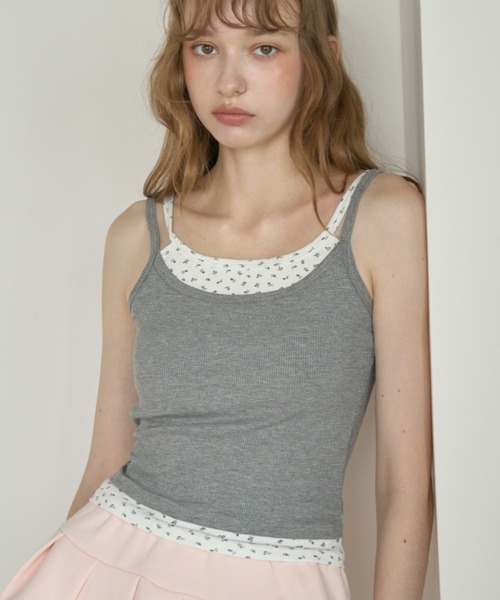 Birthday room(バースデイルーム)の「小花レイヤードカップ付きキャミ/Floral Layered Camisole(キャミソール・レディース・グレー/ホワイト/イエロー・FREE)」の14枚目の写真