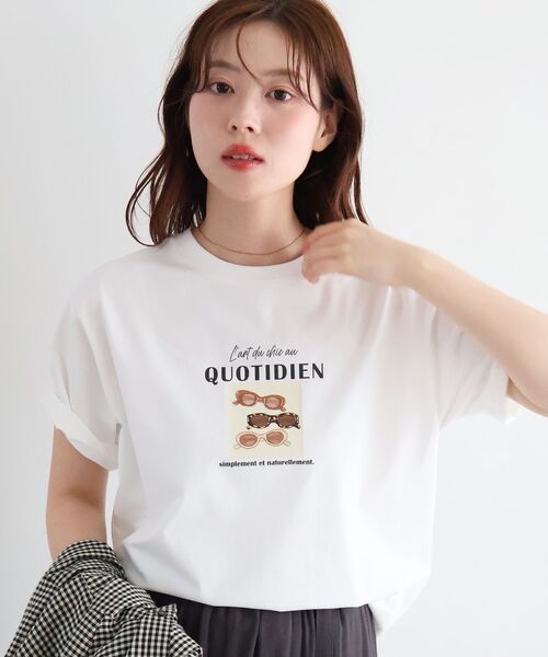 le.coeur blanc(ルクールブラン)の「QUOTIDIEN TEE(Tシャツ/カットソー・レディース・チャコールグレー/オフホワイト・38)」の2枚目の写真