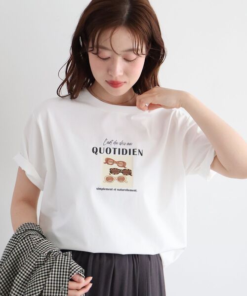 le.coeur blanc(ルクールブラン)の「QUOTIDIEN TEE(Tシャツ/カットソー・レディース・チャコールグレー/オフホワイト・38)」の4枚目の写真