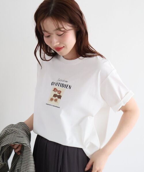 le.coeur blanc(ルクールブラン)の「QUOTIDIEN TEE(Tシャツ/カットソー・レディース・チャコールグレー/オフホワイト・38)」の5枚目の写真