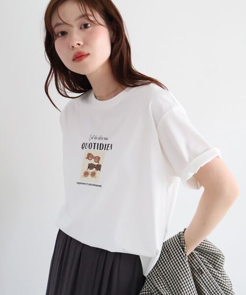 le.coeur blanc(ルクールブラン)の「QUOTIDIEN TEE(Tシャツ/カットソー・レディース・チャコールグレー/オフホワイト・38)」の7枚目の写真