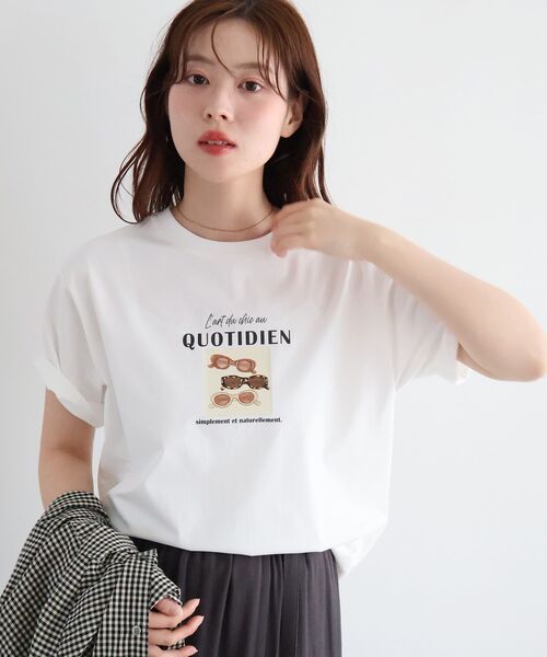 le.coeur blanc(ルクールブラン)の「QUOTIDIEN TEE(Tシャツ/カットソー・レディース・チャコールグレー/オフホワイト・38)」の8枚目の写真