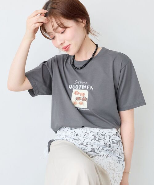 le.coeur blanc(ルクールブラン)の「QUOTIDIEN TEE(Tシャツ/カットソー・レディース・チャコールグレー/オフホワイト・38)」の19枚目の写真