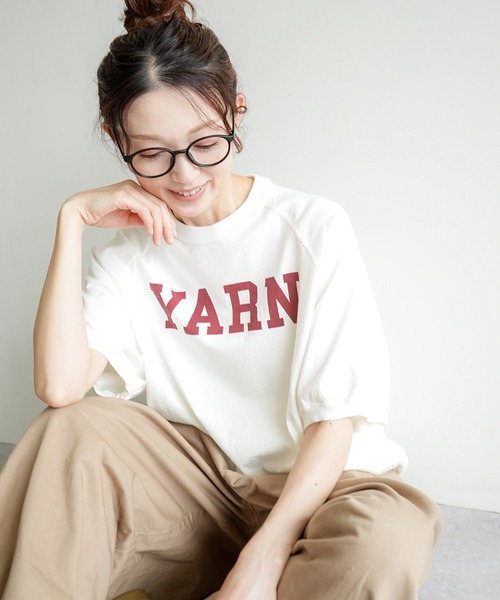 SOLAMONAT（ソラモナ）の「ハロ加工　裾紐リブPO【YARN】（Tシャツ/カットソー・レディース・ホワイト×ブラック/ホワイト×レッド/ホワイト×グリーン・FREE）」の2枚目の写真