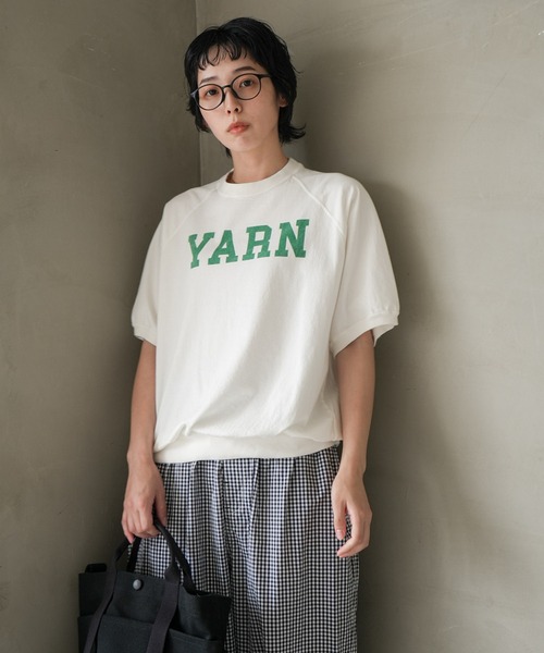 SOLAMONAT（ソラモナ）の「ハロ加工　裾紐リブPO【YARN】（Tシャツ/カットソー・レディース・ホワイト×ブラック/ホワイト×レッド/ホワイト×グリーン・FREE）」の3枚目の写真