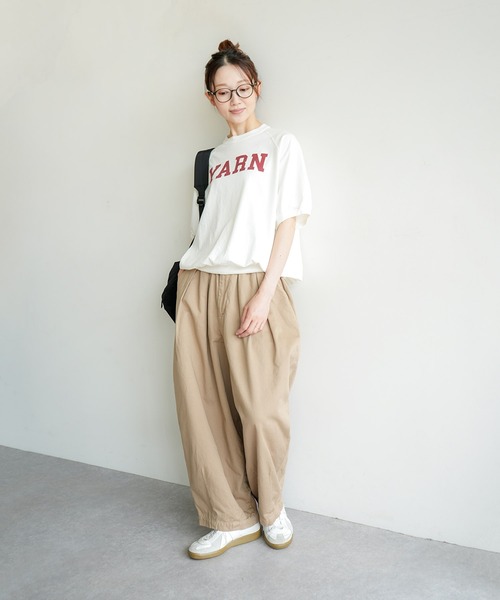 SOLAMONAT（ソラモナ）の「ハロ加工　裾紐リブPO【YARN】（Tシャツ/カットソー・レディース・ホワイト×ブラック/ホワイト×レッド/ホワイト×グリーン・FREE）」の14枚目の写真