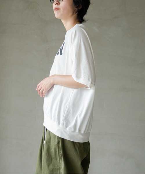 SOLAMONAT（ソラモナ）の「ハロ加工　裾紐リブPO【YARN】（Tシャツ/カットソー・レディース・ホワイト×ブラック/ホワイト×レッド/ホワイト×グリーン・FREE）」の19枚目の写真
