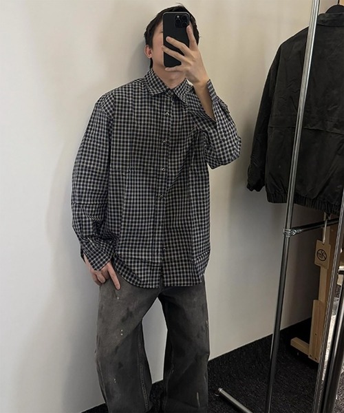 WESTBOY（ウエストボーイ）の「Y2K ユニセックス ギンガムチェック シャツ WO26W1TP15（シャツ/ブラウス・メンズ・ブラック・XL/L）」の4枚目の写真