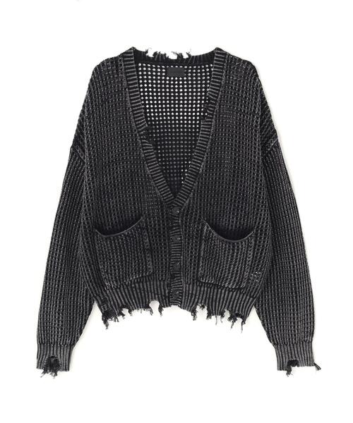 DANKE SCHON(ダンケシェーン)の「DankeSchon/ダンケシェーン/PIGMENT DAMAGE MESH CARDIGAN(カーディガン/ボレロ・レディース・ブラック系その他・L/M)」の1枚目の写真
