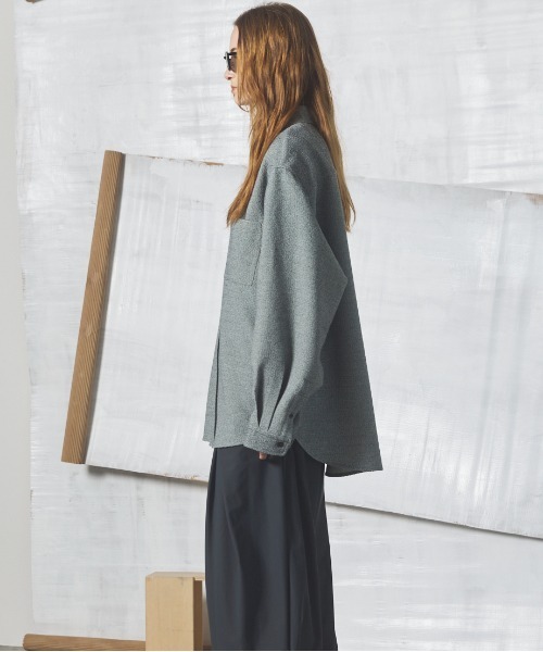 MAISON SPECIAL(メゾンスペシャル)の「《UNISEX》Tweed Prime-Over Long Sleeve Shirt/ツイードプライムオーバーレギュラーシャツ【MAISON SPECIAL/メゾンスペシャル】(シャツ/ブラウス・メンズ・ブラック/ブルー/グレー・2/0/1)」の14枚目の写真