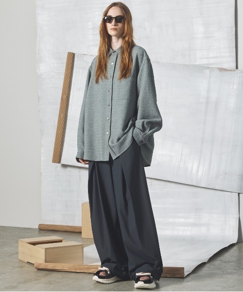 MAISON SPECIAL(メゾンスペシャル)の「《UNISEX》Tweed Prime-Over Long Sleeve Shirt/ツイードプライムオーバーレギュラーシャツ【MAISON SPECIAL/メゾンスペシャル】(シャツ/ブラウス・メンズ・ブラック/ブルー/グレー・2/0/1)」の4枚目の写真