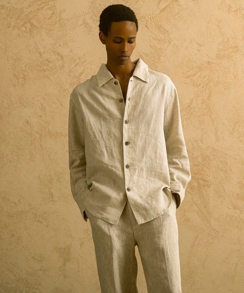 CIRCLEE(サークリー)の「CIRCLEE(サークリー)リネンシルクブレンド スキッパーシャツ(シャツ/ブラウス・メンズ・ベージュ・L/M/XL)」の6枚目の写真