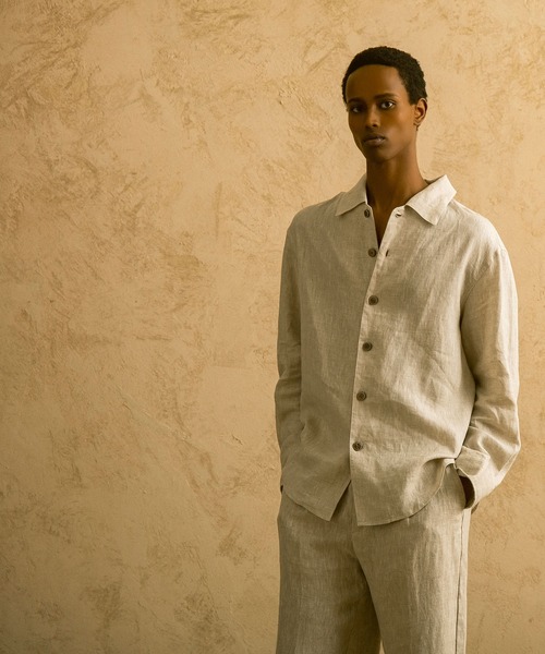 CIRCLEE(サークリー)の「CIRCLEE(サークリー)リネンシルクブレンド スキッパーシャツ(シャツ/ブラウス・メンズ・ベージュ・L/M/XL)」の7枚目の写真