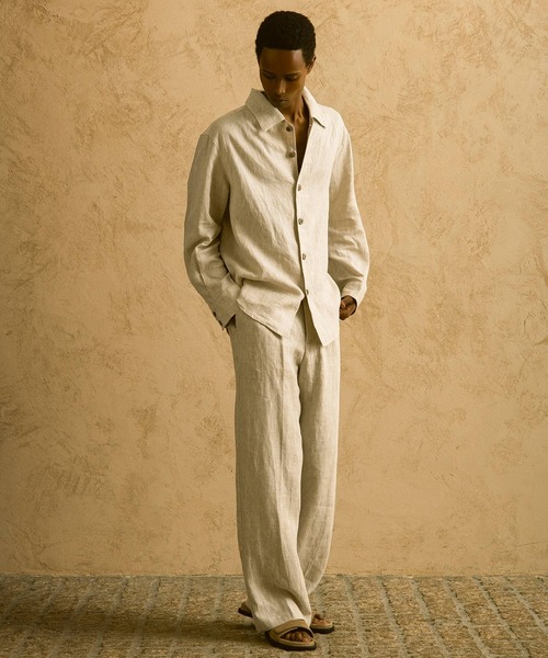 CIRCLEE(サークリー)の「CIRCLEE(サークリー)リネンシルクブレンド スキッパーシャツ(シャツ/ブラウス・メンズ・ベージュ・L/M/XL)」の11枚目の写真