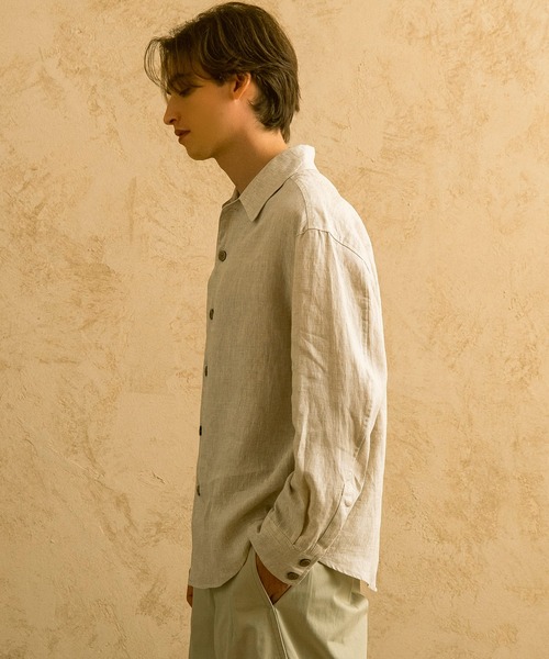 CIRCLEE(サークリー)の「CIRCLEE(サークリー)リネンシルクブレンド スキッパーシャツ(シャツ/ブラウス・メンズ・ベージュ・L/M/XL)」の15枚目の写真