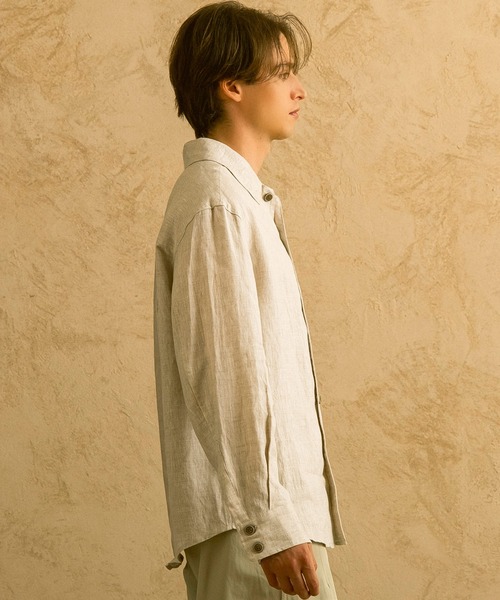 CIRCLEE(サークリー)の「CIRCLEE(サークリー)リネンシルクブレンド スキッパーシャツ(シャツ/ブラウス・メンズ・ベージュ・L/M/XL)」の16枚目の写真