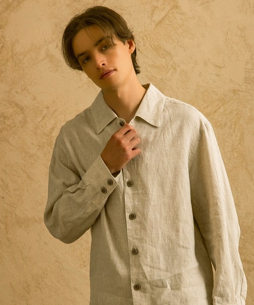 CIRCLEE(サークリー)の「CIRCLEE(サークリー)リネンシルクブレンド スキッパーシャツ(シャツ/ブラウス・メンズ・ベージュ・L/M/XL)」の18枚目の写真