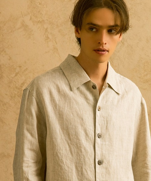 CIRCLEE(サークリー)の「CIRCLEE(サークリー)リネンシルクブレンド スキッパーシャツ(シャツ/ブラウス・メンズ・ベージュ・L/M/XL)」の19枚目の写真