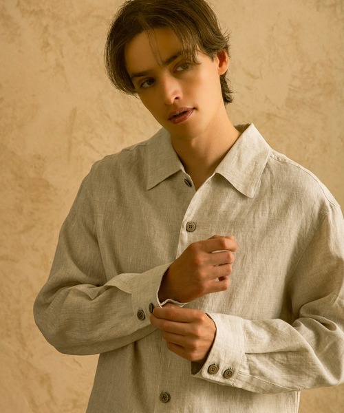 CIRCLEE(サークリー)の「CIRCLEE(サークリー)リネンシルクブレンド スキッパーシャツ(シャツ/ブラウス・メンズ・ベージュ・L/M/XL)」の21枚目の写真