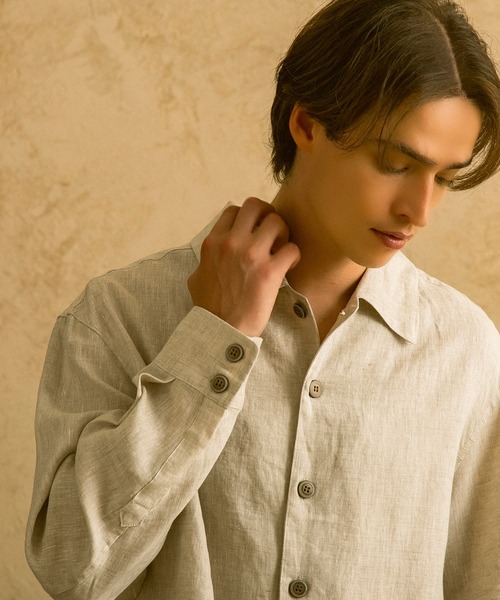 CIRCLEE(サークリー)の「CIRCLEE(サークリー)リネンシルクブレンド スキッパーシャツ(シャツ/ブラウス・メンズ・ベージュ・L/M/XL)」の22枚目の写真