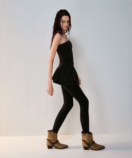 CHARLES & KEITH(チャールズ & キース)の「スタッズストラップ ルーシュド アンクルブーツ(ブーツ・レディース・サンドベージュ/ブラック・23cm/23.5cm/24.5cm/25cm)」の5枚目の写真