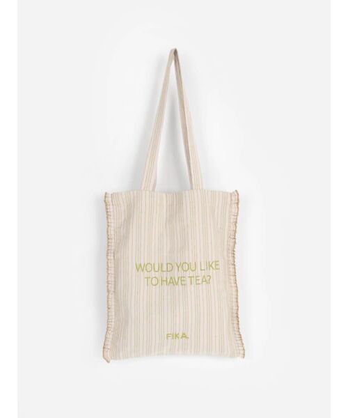 FIKA.（フィーカ）の「Striped gather tote bag（トートバッグ・レディース・ベージュ/ホワイト/グリーン系その他3/ブラック/パープル系その他・FREE）」の5枚目の写真