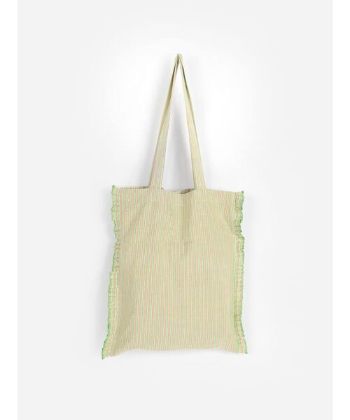 FIKA.（フィーカ）の「Striped gather tote bag（トートバッグ・レディース・ベージュ/ホワイト/グリーン系その他3/ブラック/パープル系その他・FREE）」の14枚目の写真