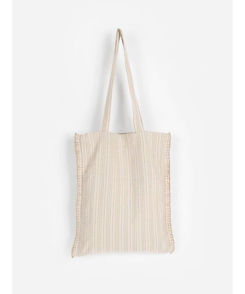 FIKA.（フィーカ）の「Striped gather tote bag（トートバッグ・レディース・ベージュ/ホワイト/グリーン系その他3/ブラック/パープル系その他・FREE）」の15枚目の写真
