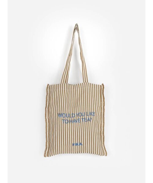 FIKA.（フィーカ）の「Striped gather tote bag（トートバッグ・レディース・ベージュ/ホワイト/グリーン系その他3/ブラック/パープル系その他・FREE）」の7枚目の写真