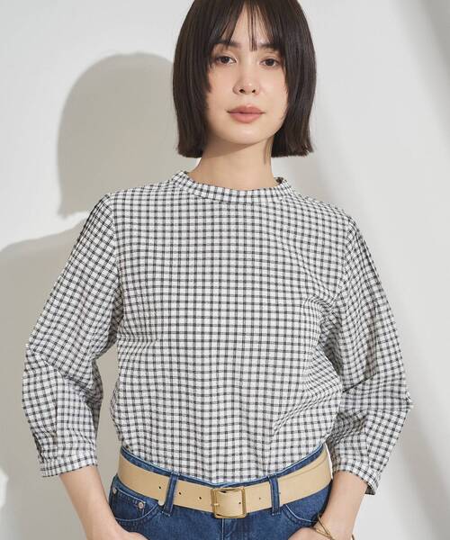 INDIVI(インディヴィ)の「【初秋にピッタリ!/洗える】凹凸素材ミニスタンドトップス(Tシャツ/カットソー・レディース・ブルー系その他/ブラック/ホワイト系2/ブラック系・05/38/34/19/15 /13)」の18枚目の写真