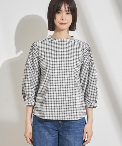INDIVI(インディヴィ)の「【初秋にピッタリ!/洗える】凹凸素材ミニスタンドトップス(Tシャツ/カットソー・レディース・ブルー系その他/ブラック/ホワイト系2/ブラック系・05/38/34/19/15 /13)」の22枚目の写真