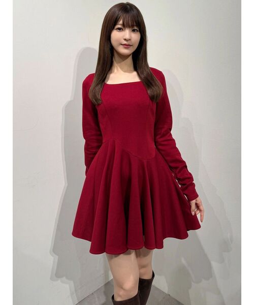 MERCURYDUO（マーキュリーデュオ）の「ポンチアシメフレアミニワンピース（ワンピース・レディース・アイボリー/レッド/ブラック・FREE）」の3枚目の写真