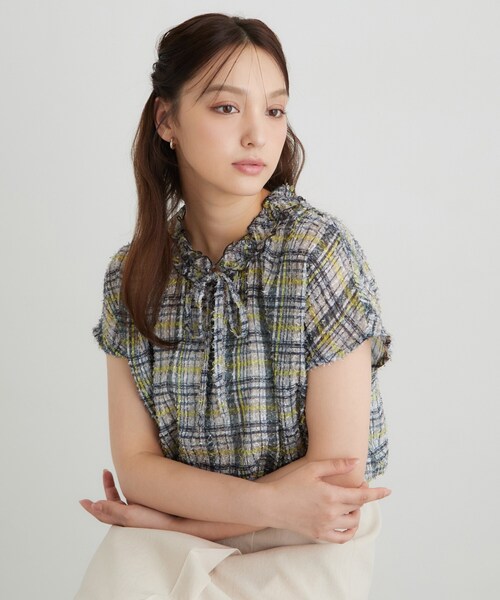 Sunauna(スーナウーナ)の「チェック柄フリルブラウス(シャツ/ブラウス・レディース・ライトイエロー系2/ネイビー系1/ダークブラウン系1/ライトオレンジ系1・38/40)」の21枚目の写真