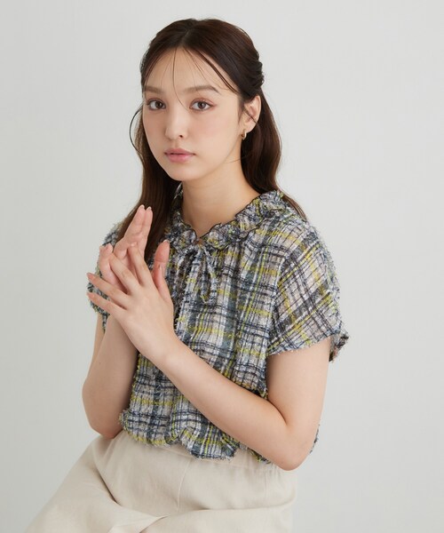 Sunauna(スーナウーナ)の「チェック柄フリルブラウス(シャツ/ブラウス・レディース・ライトイエロー系2/ネイビー系1/ダークブラウン系1/ライトオレンジ系1・38/40)」の22枚目の写真