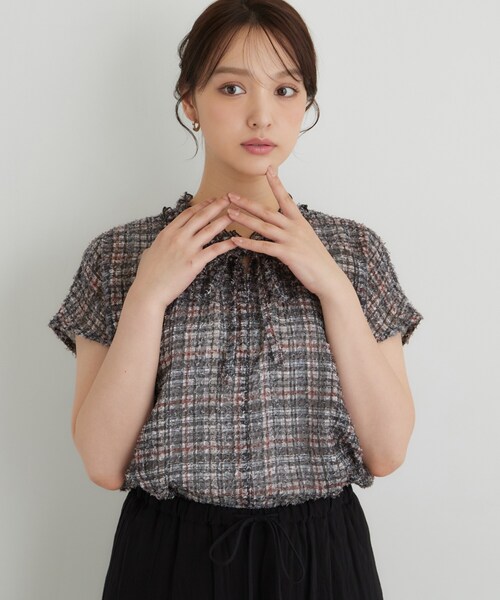 Sunauna(スーナウーナ)の「チェック柄フリルブラウス(シャツ/ブラウス・レディース・ライトイエロー系2/ネイビー系1/ダークブラウン系1/ライトオレンジ系1・38/40)」の15枚目の写真