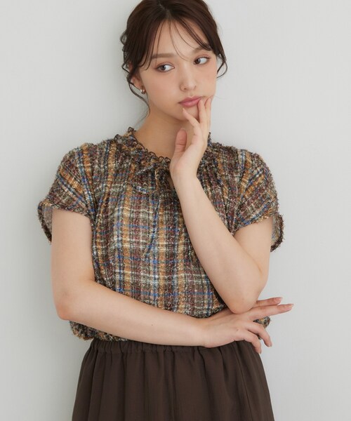 Sunauna(スーナウーナ)の「チェック柄フリルブラウス(シャツ/ブラウス・レディース・ライトイエロー系2/ネイビー系1/ダークブラウン系1/ライトオレンジ系1・38/40)」の17枚目の写真