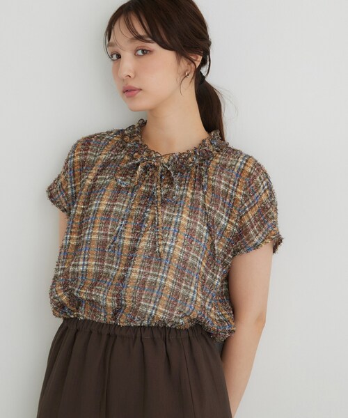 Sunauna(スーナウーナ)の「チェック柄フリルブラウス(シャツ/ブラウス・レディース・ライトイエロー系2/ネイビー系1/ダークブラウン系1/ライトオレンジ系1・38/40)」の18枚目の写真