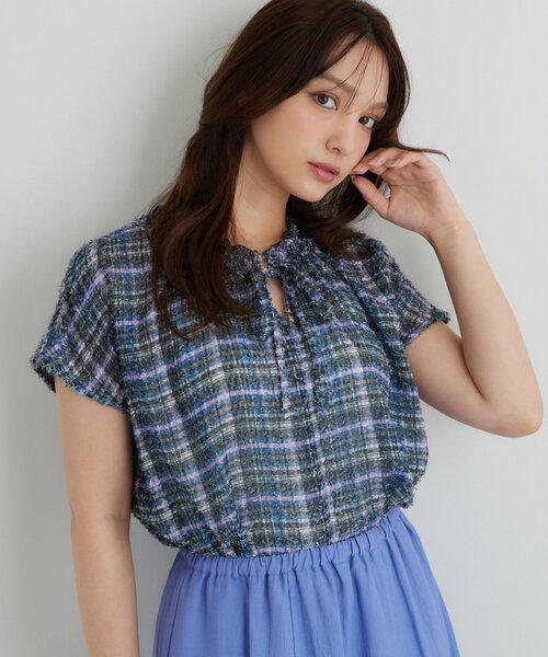 Sunauna(スーナウーナ)の「チェック柄フリルブラウス(シャツ/ブラウス・レディース・ライトイエロー系2/ネイビー系1/ダークブラウン系1/ライトオレンジ系1・38/40)」の9枚目の写真