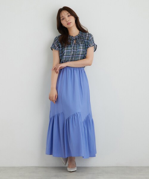 Sunauna(スーナウーナ)の「チェック柄フリルブラウス(シャツ/ブラウス・レディース・ライトイエロー系2/ネイビー系1/ダークブラウン系1/ライトオレンジ系1・38/40)」の11枚目の写真