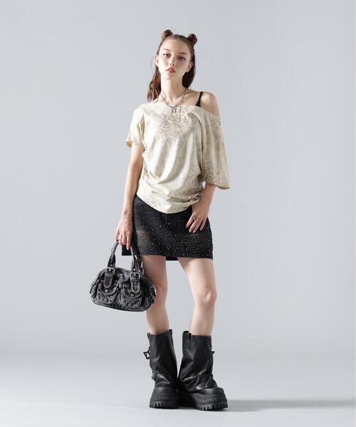L.H.P(エルエイチピー)の「MMAVYTH/メヴィス/LEOPARD OFF-SHOULDER TOPS(Tシャツ/カットソー・レディース・アイボリー/ブラック・F)」の7枚目の写真