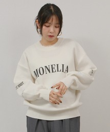 スウェットライクロゴ刺繍ニット