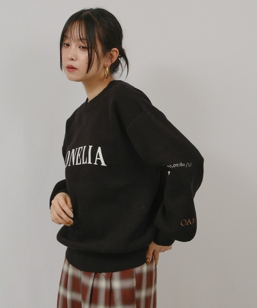 palm RICHE(ポームリシュ)の「スウェットライクロゴ刺繍ニット(スウェット・レディース・オフホワイト/ライトピンク/ブラック・M)」の17枚目の写真