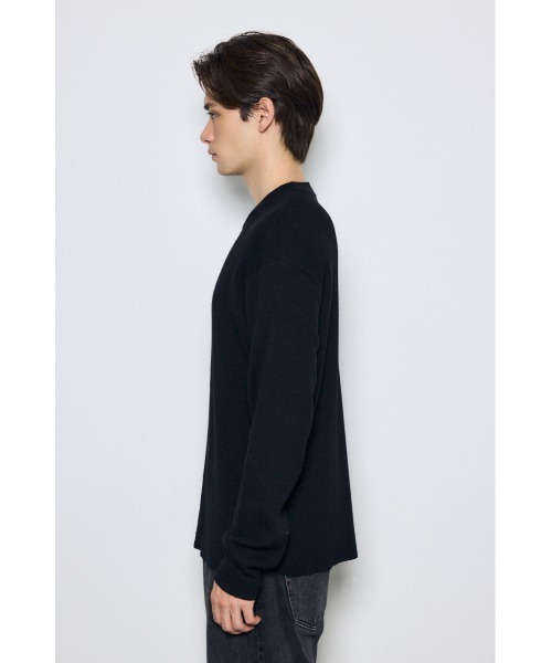 AZUL by moussy(アズールバイマウジー)の「【柔らかい肌触り】ハニカムクルーネックニットトップス 秋服 冬服(ニット/セーター・メンズ・ブラック/ブラウン/杢グレー/オフホワイト・LARGE/MEDIUM)」の20枚目の写真