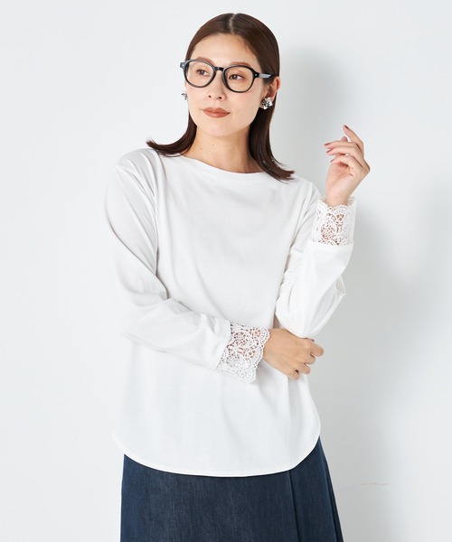 GALLORIA(ギャローリア)の「袖レース切替プルオーバー(Tシャツ/カットソー・レディース・ブラック/ホワイト・LL/M/S/L)」の4枚目の写真