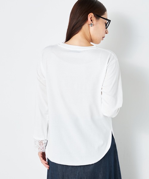 GALLORIA(ギャローリア)の「袖レース切替プルオーバー(Tシャツ/カットソー・レディース・ブラック/ホワイト・LL/M/S/L)」の5枚目の写真