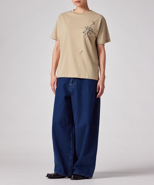 Paul Smith(ポールスミス)の「ウィメンズ "Safty pins" 半袖Tシャツ / 265229 232V(Tシャツ/カットソー・レディース・グレイッシュブルー/ライトベージュ・MEDIUM)」の7枚目の写真