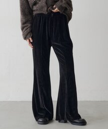 【細見え美脚効果◎/2サイズ展開/低身長サイズ】メッシュベロアフレアパンツ